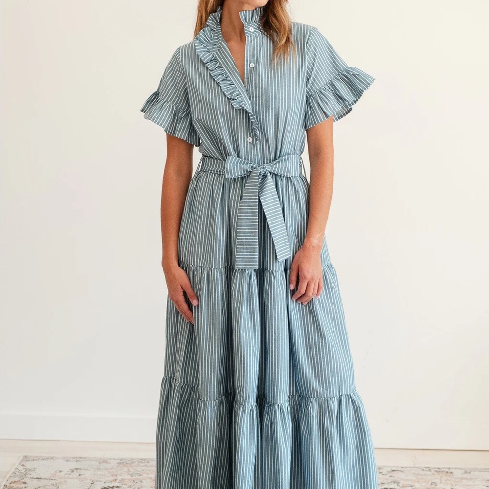 Mille Victoria dress in Forest Stripe